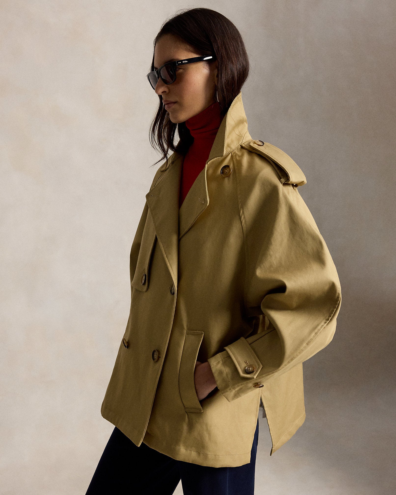 Ralph Lauren Cotton Twill Balloon Trench Coat
