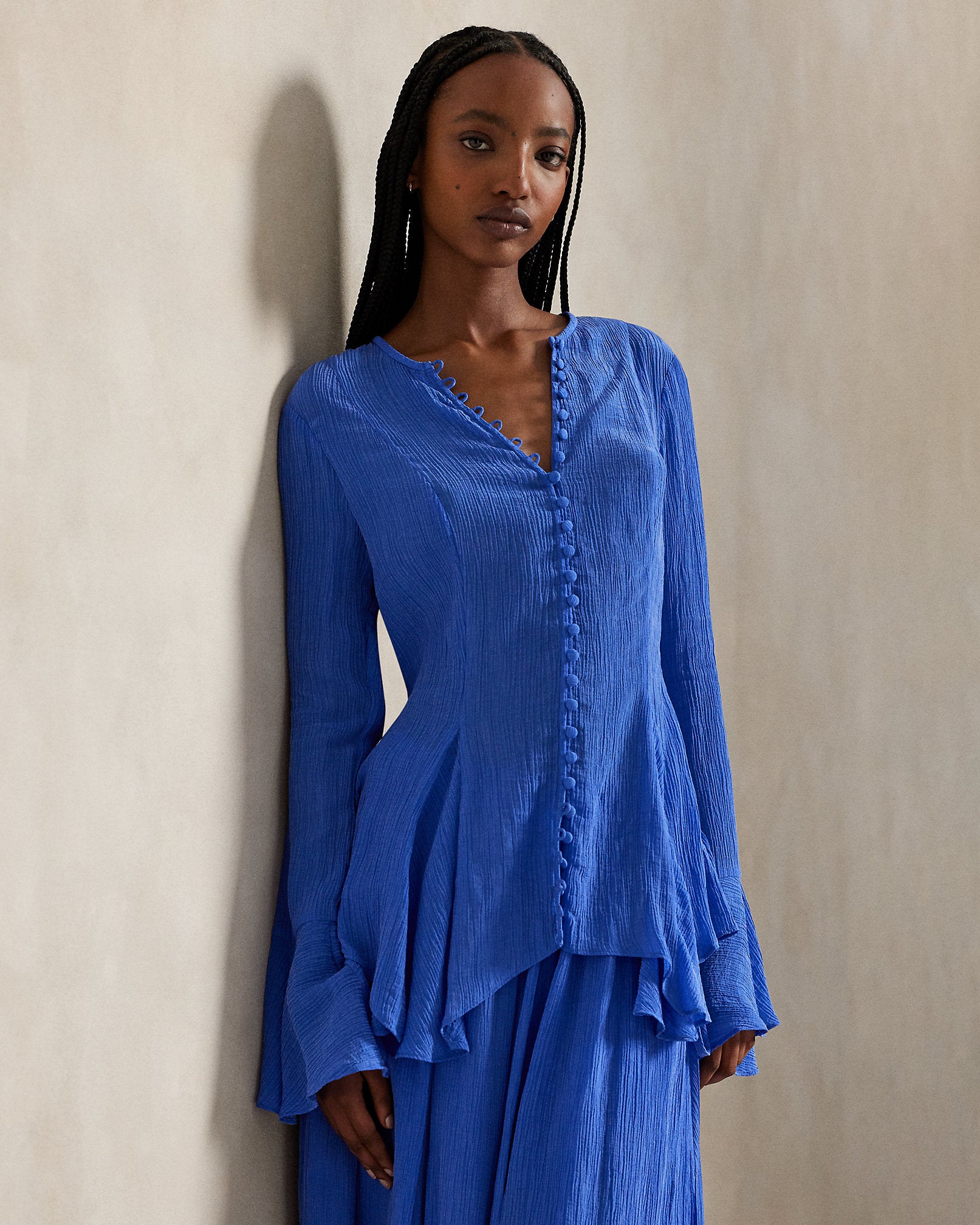 Ralph Lauren Crinkled ButtonFront Top