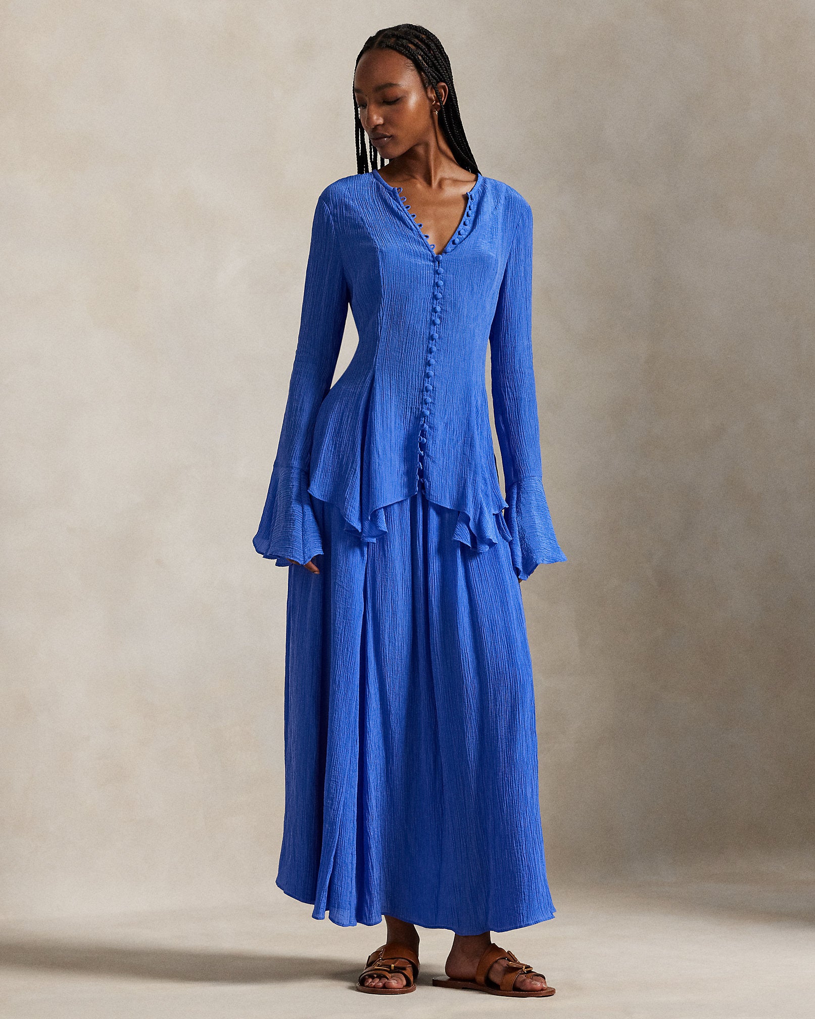 Ralph Lauren Crinkled ButtonFront Top