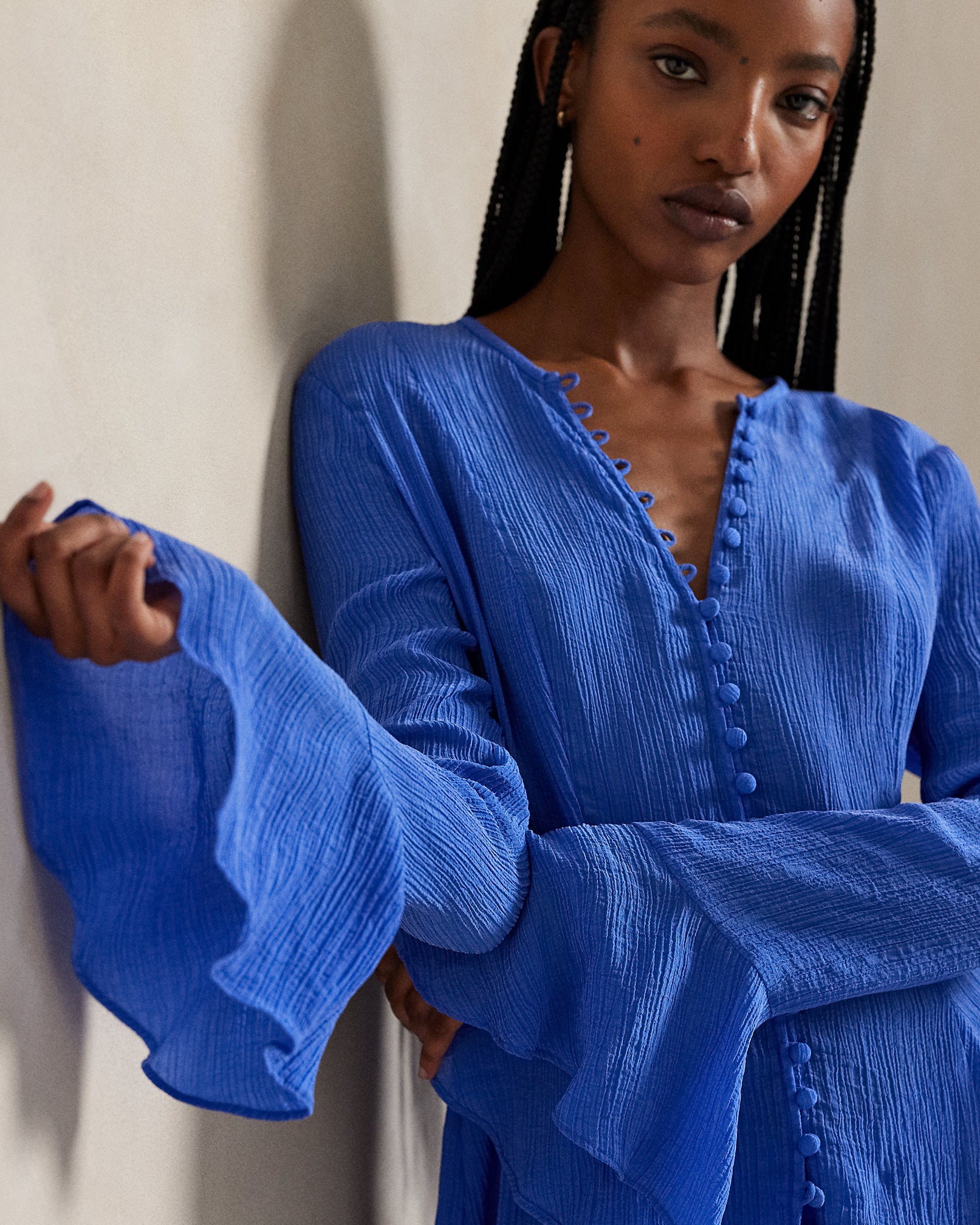 Ralph Lauren Crinkled ButtonFront Top