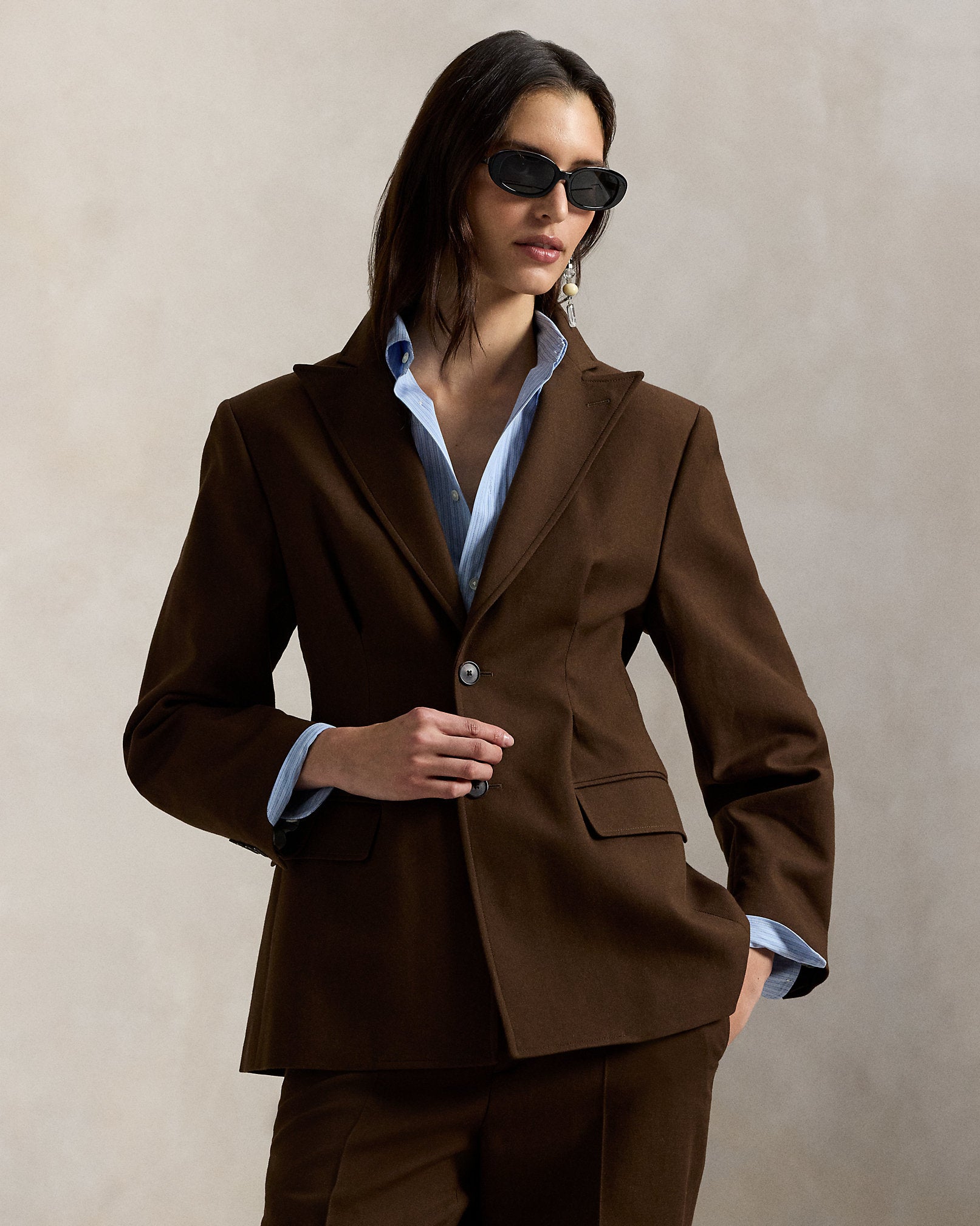 Ralph Lauren SingleBreasted CottonWool Crepe Blazer