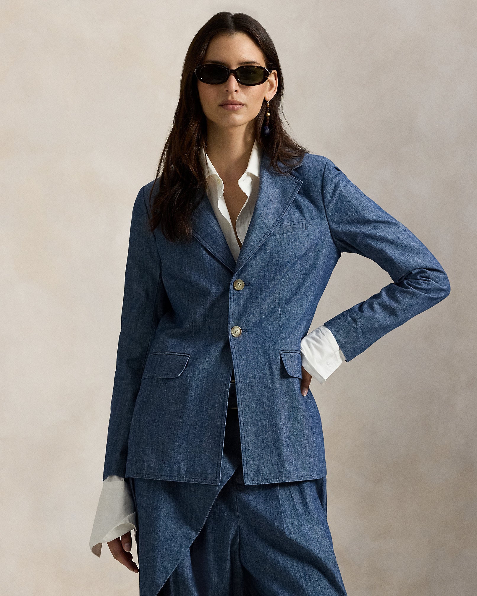 Ralph Lauren SingleBreasted Chambray Blazer