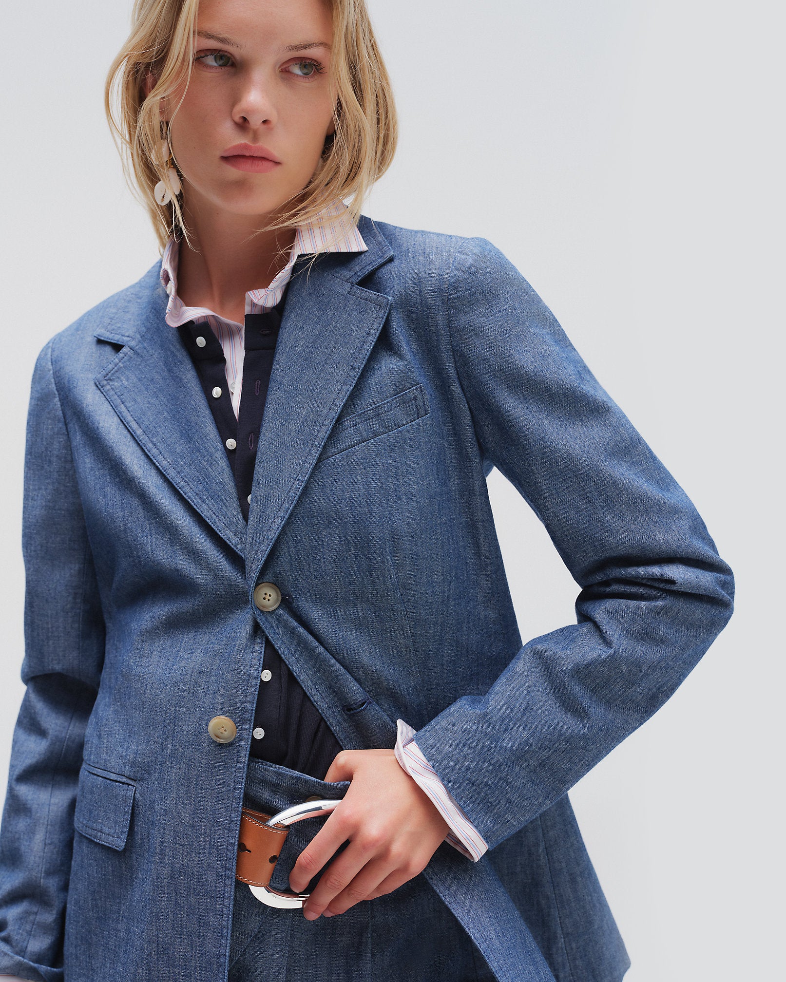 Ralph Lauren SingleBreasted Chambray Blazer