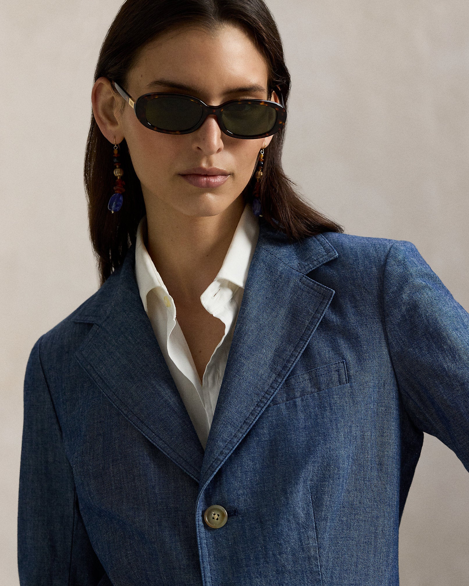 Ralph Lauren SingleBreasted Chambray Blazer