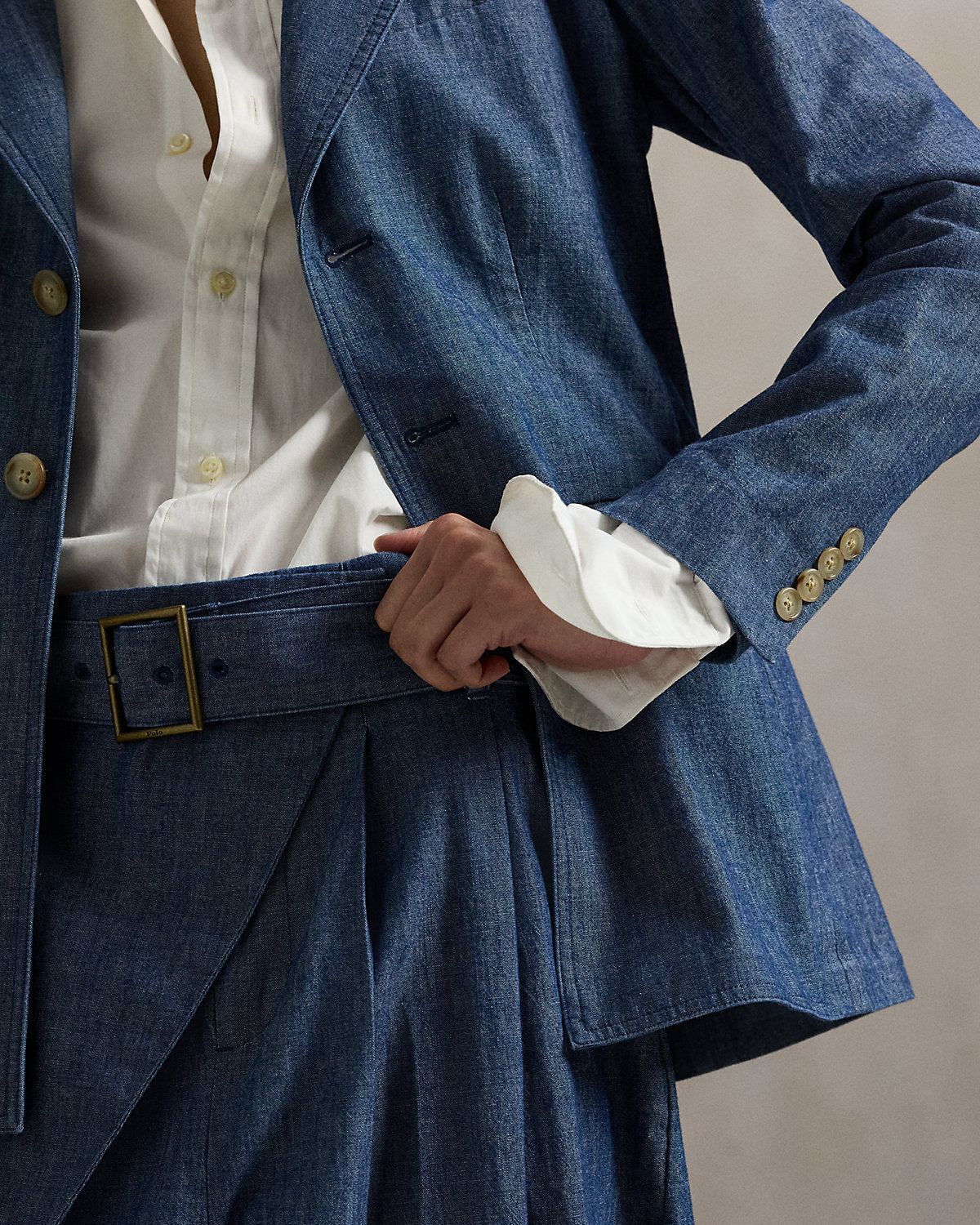 Ralph Lauren SingleBreasted Chambray Blazer