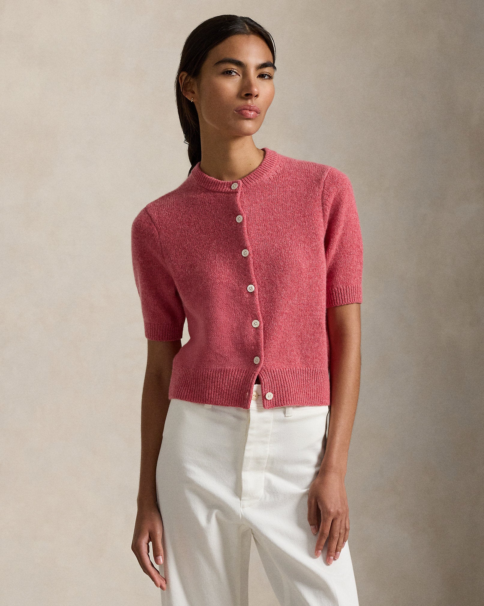 Ralph Lauren Cashmere Crewneck ShortSleeve Cardigan