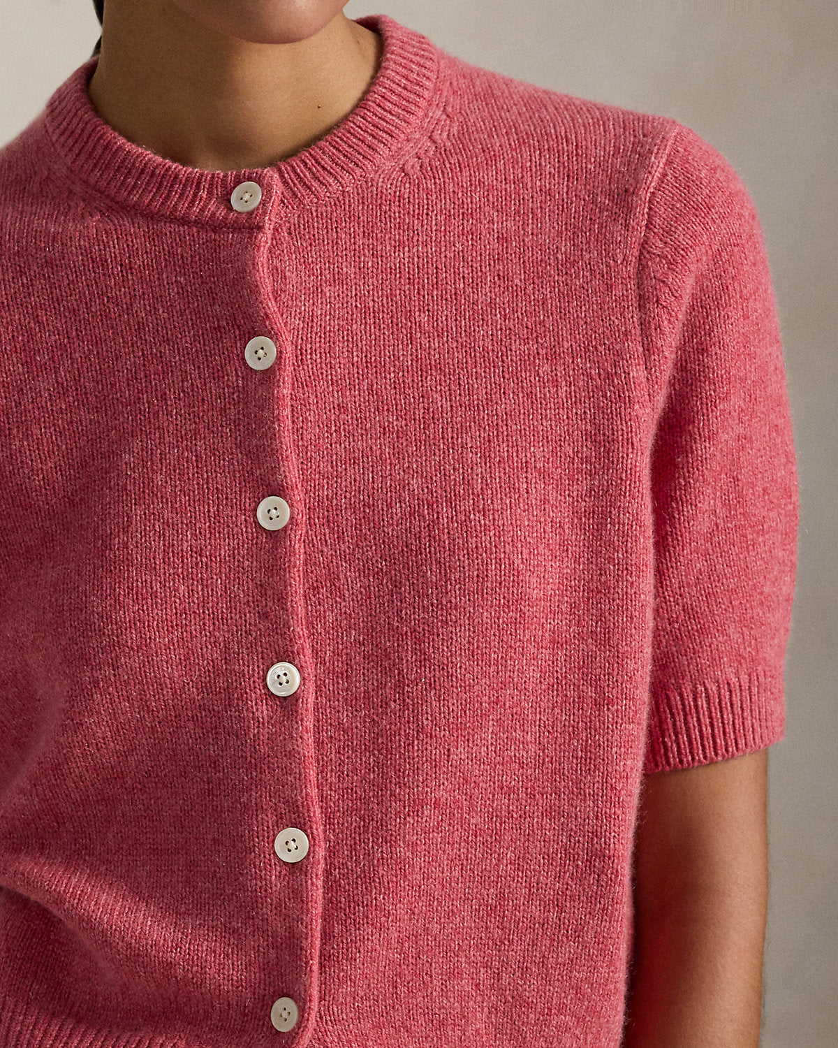 Ralph Lauren Cashmere Crewneck ShortSleeve Cardigan