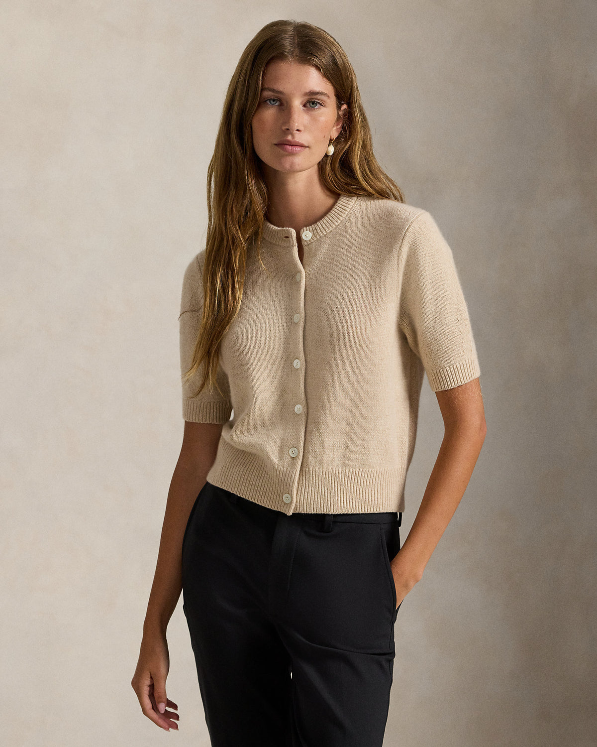 Ralph Lauren Cashmere Crewneck ShortSleeve Cardigan