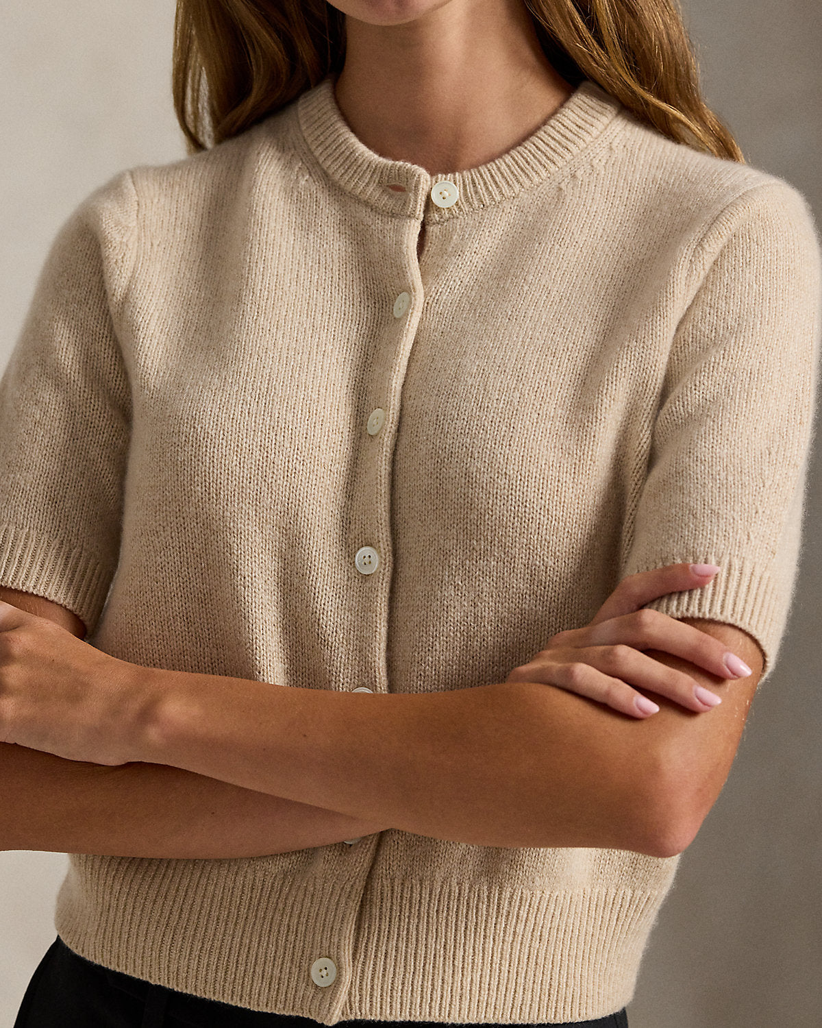 Ralph Lauren Cashmere Crewneck ShortSleeve Cardigan