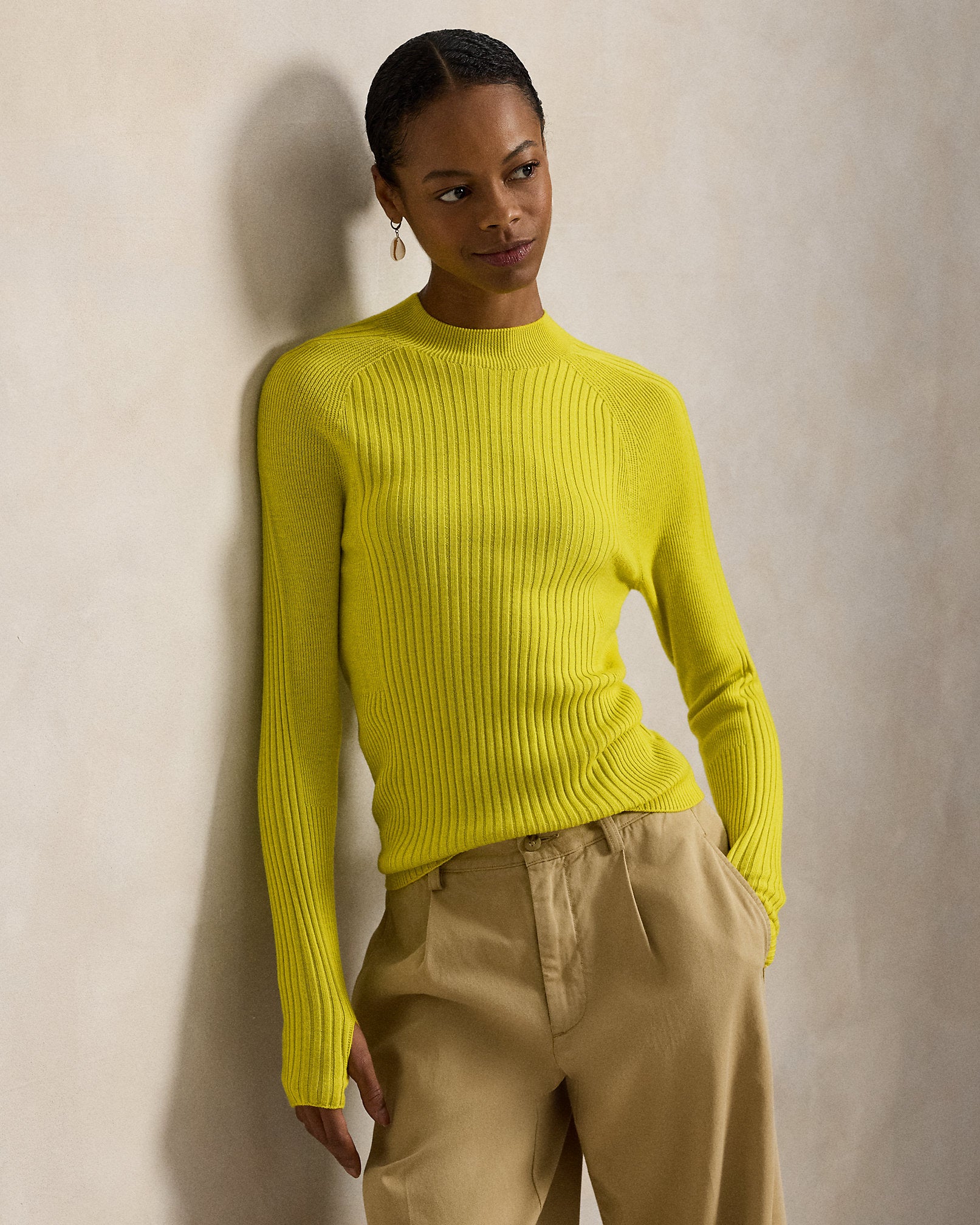 Ralph Lauren RibKnit Wool Mockneck Sweater