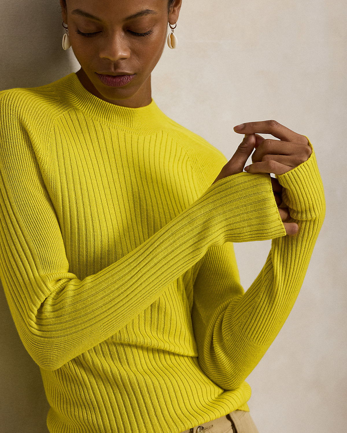 Ralph Lauren RibKnit Wool Mockneck Sweater