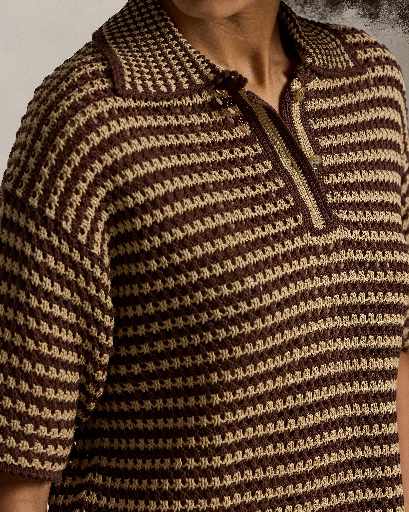 Ralph Lauren Striped Knit Cotton Polo Shirt
