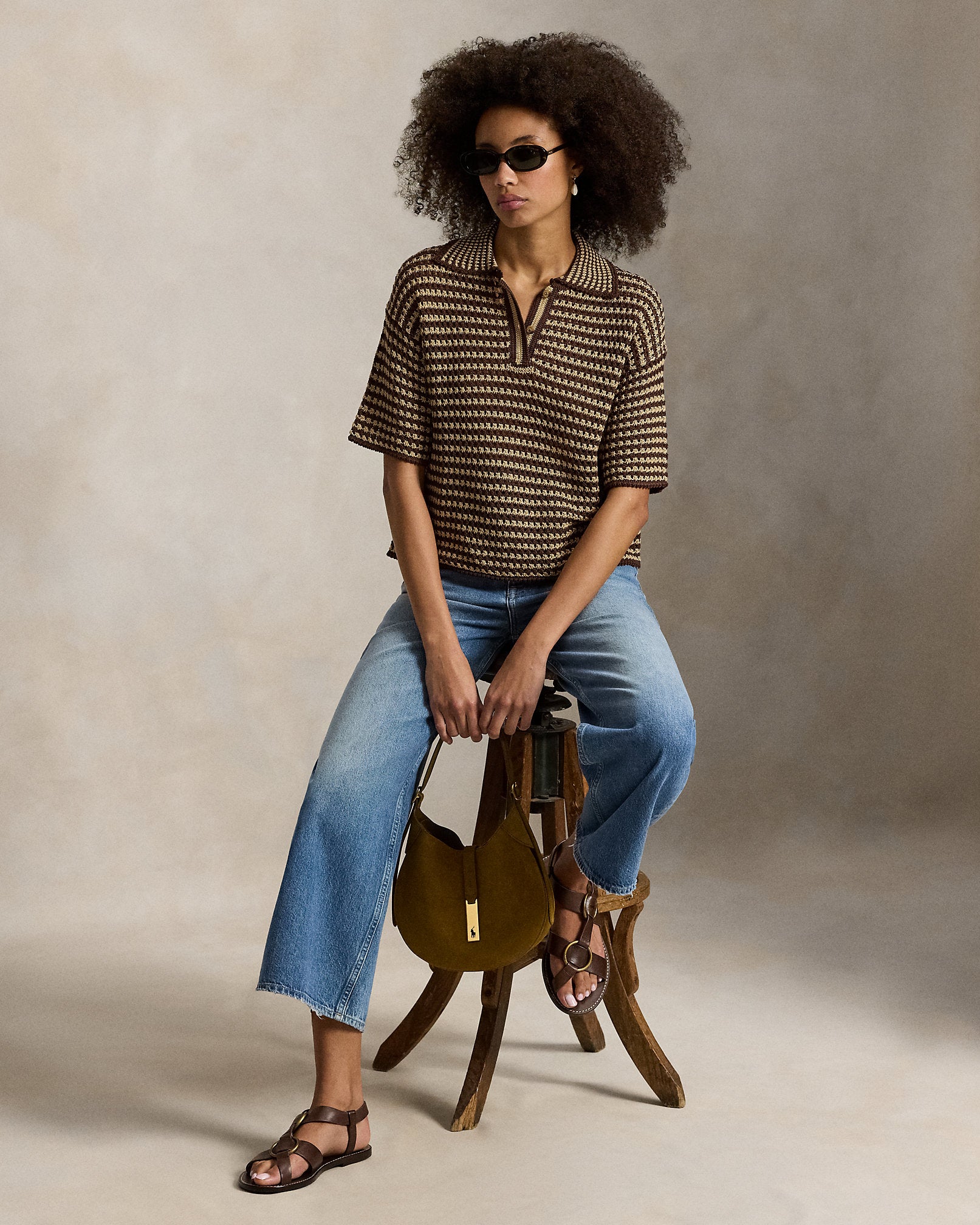 Ralph Lauren Striped Knit Cotton Polo Shirt