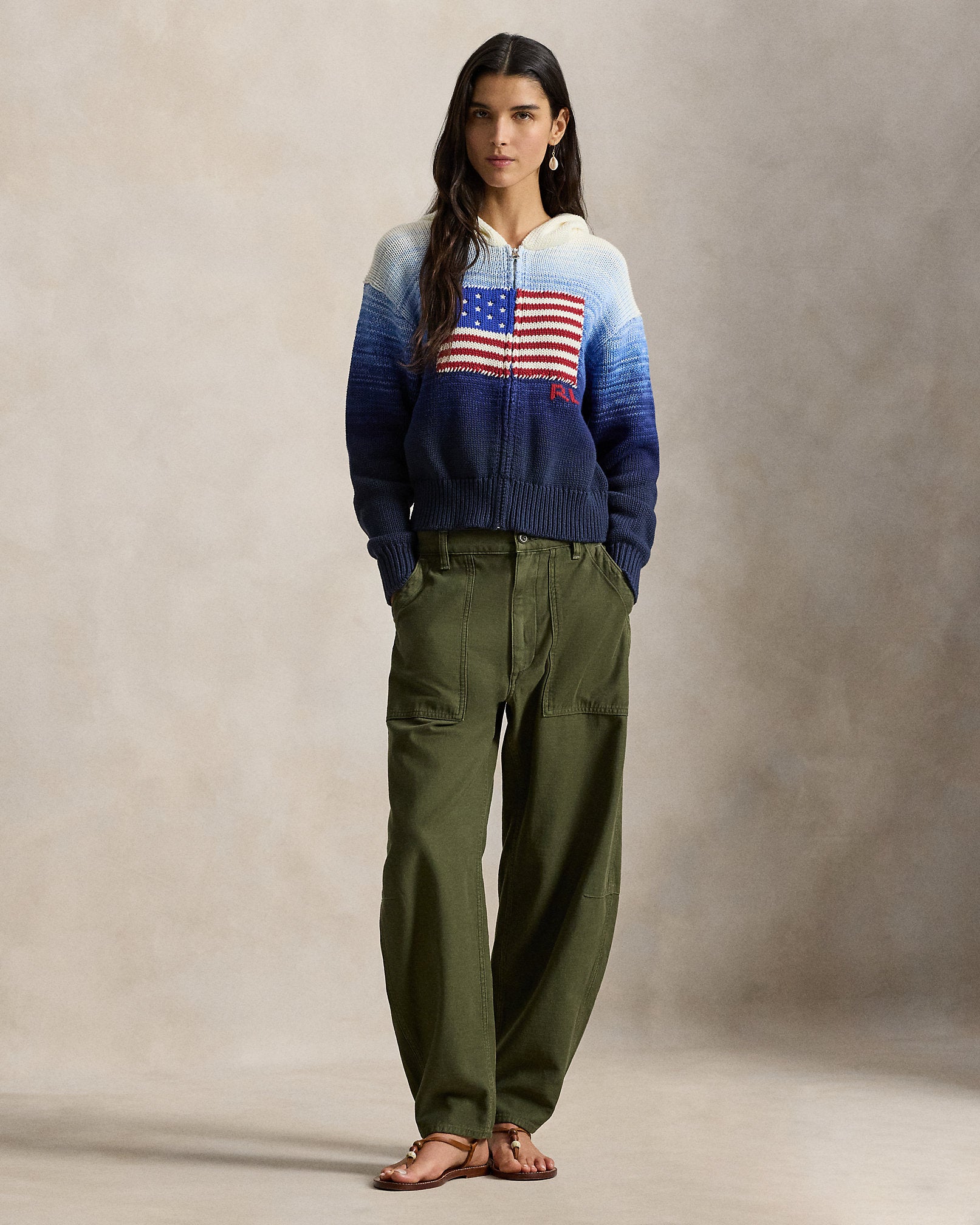 Ralph Lauren Flag Ombré Cotton Zip Hoodie