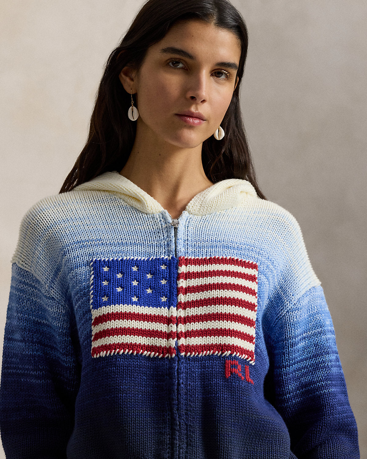 Ralph Lauren Flag Ombré Cotton Zip Hoodie