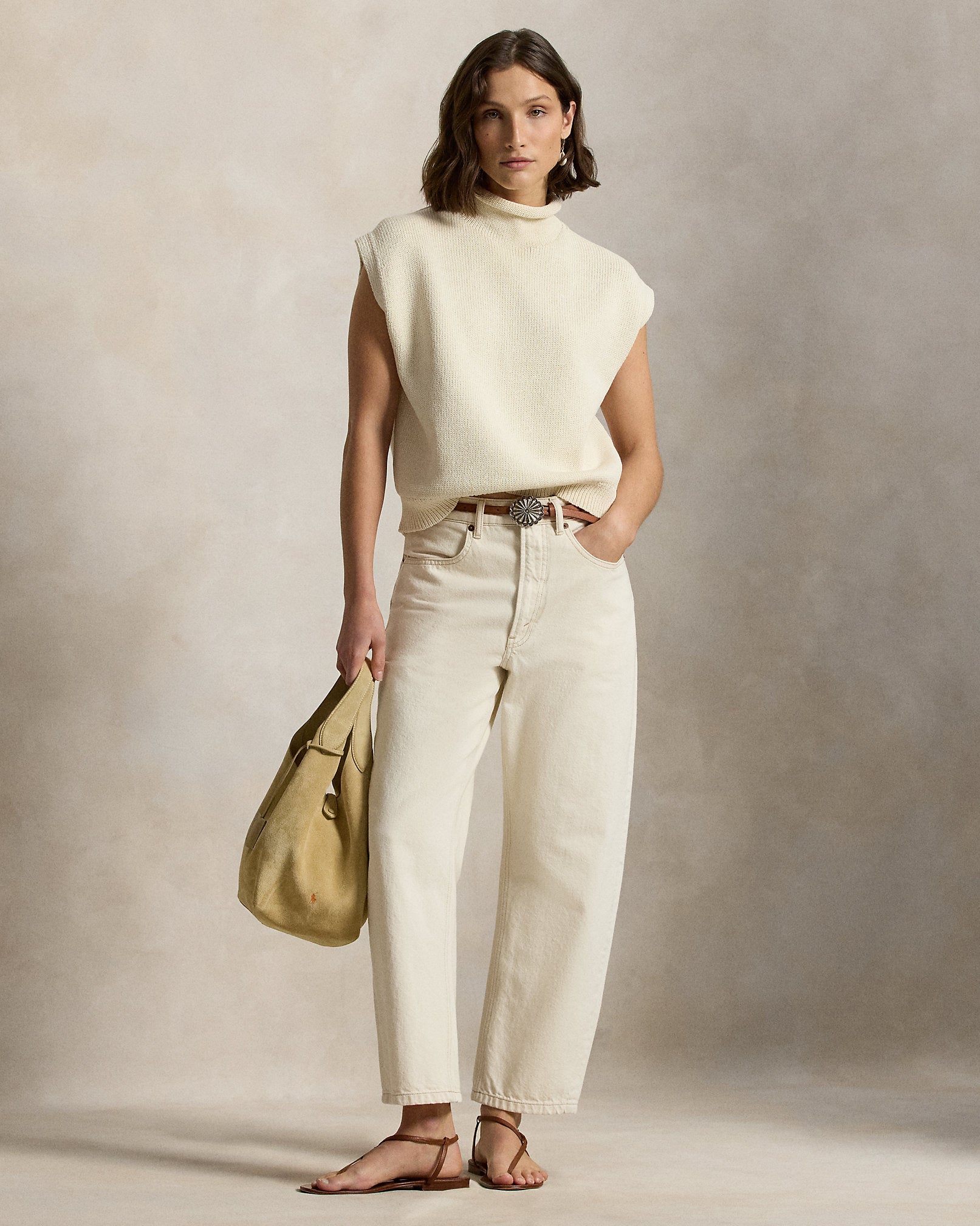 Ralph Lauren Sleeveless Cotton Turtleneck Sweater