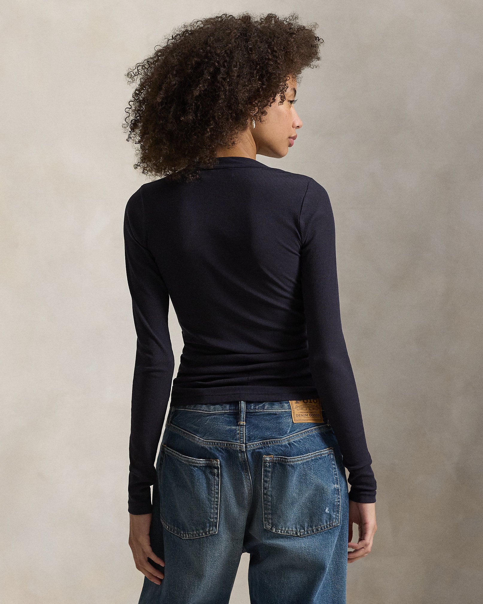 Ralph Lauren Ribbed Crepe Henley Shirt