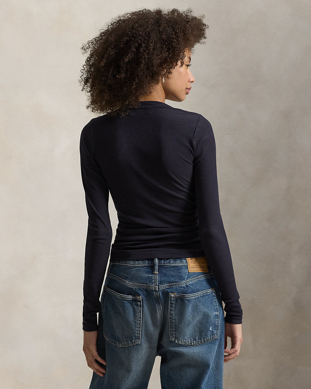 Ralph Lauren Ribbed Crepe Henley Shirt
