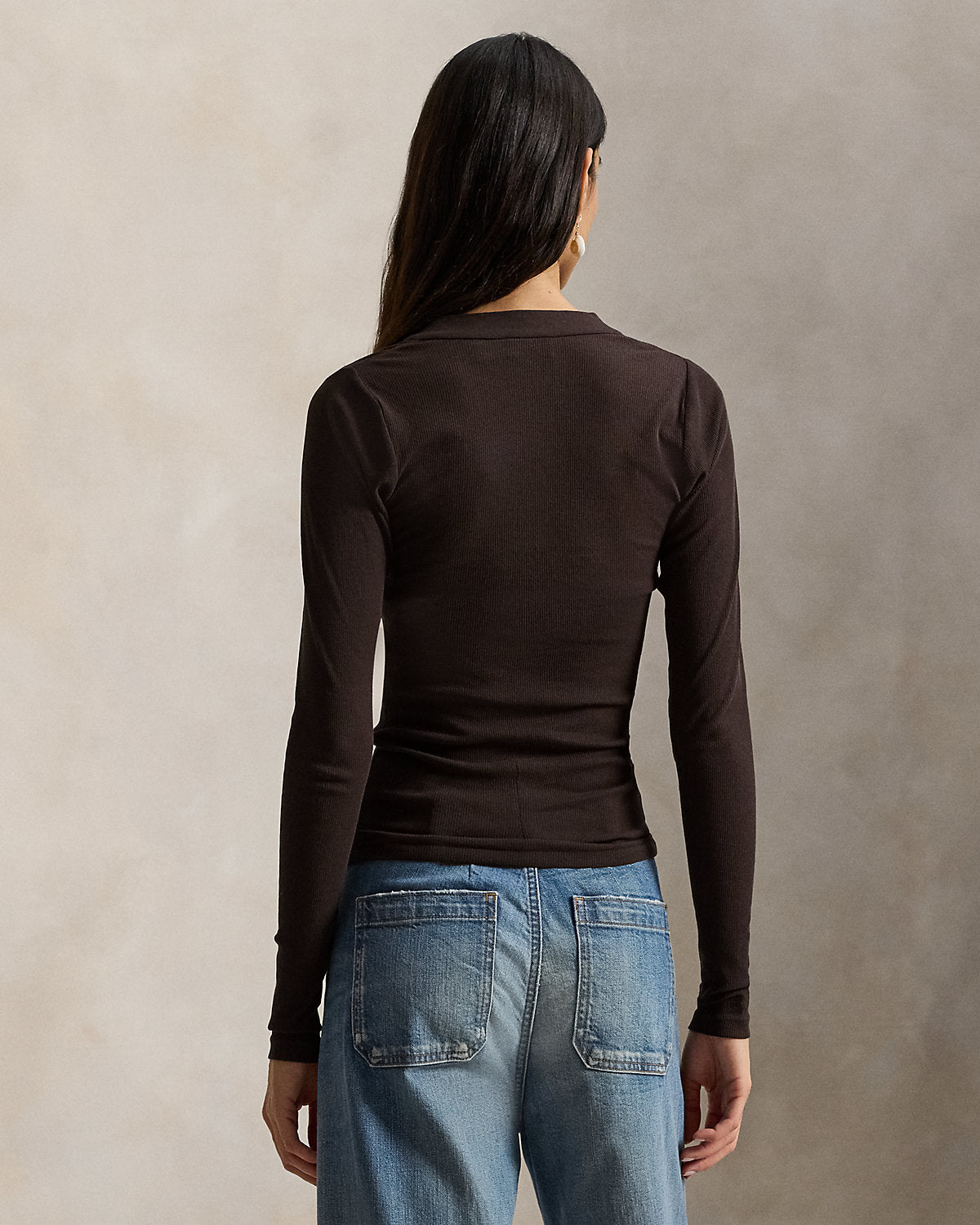 Ralph Lauren Ribbed Crepe Henley Shirt