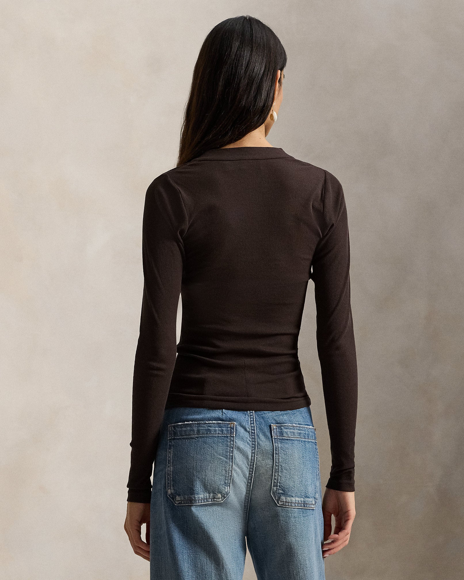 Ralph Lauren Ribbed Crepe Henley Shirt