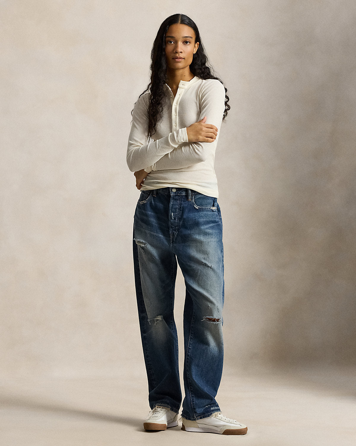 Ralph Lauren Ribbed Crepe Henley Shirt