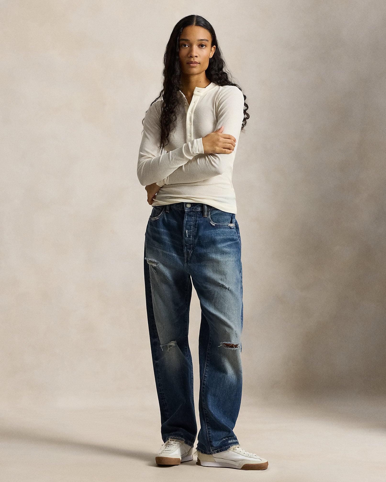Ralph Lauren Ribbed Crepe Henley Shirt