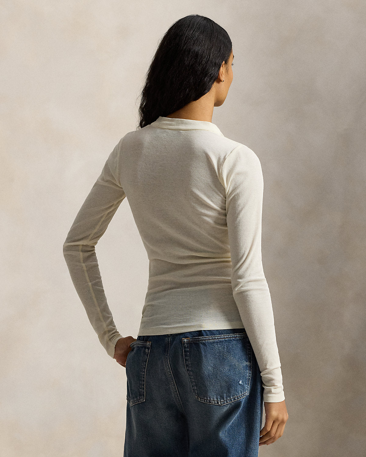 Ralph Lauren Ribbed Crepe Henley Shirt