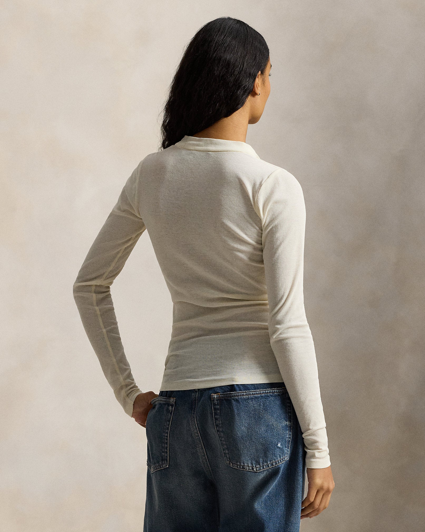 Ralph Lauren Ribbed Crepe Henley Shirt