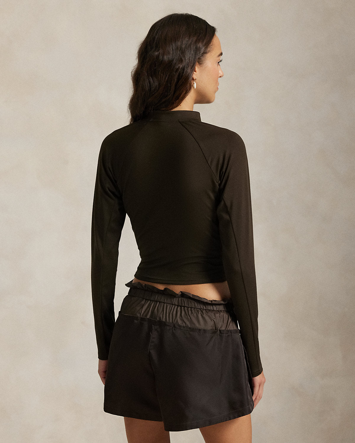 Ralph Lauren Sueded Jersey Cropped HalfZip