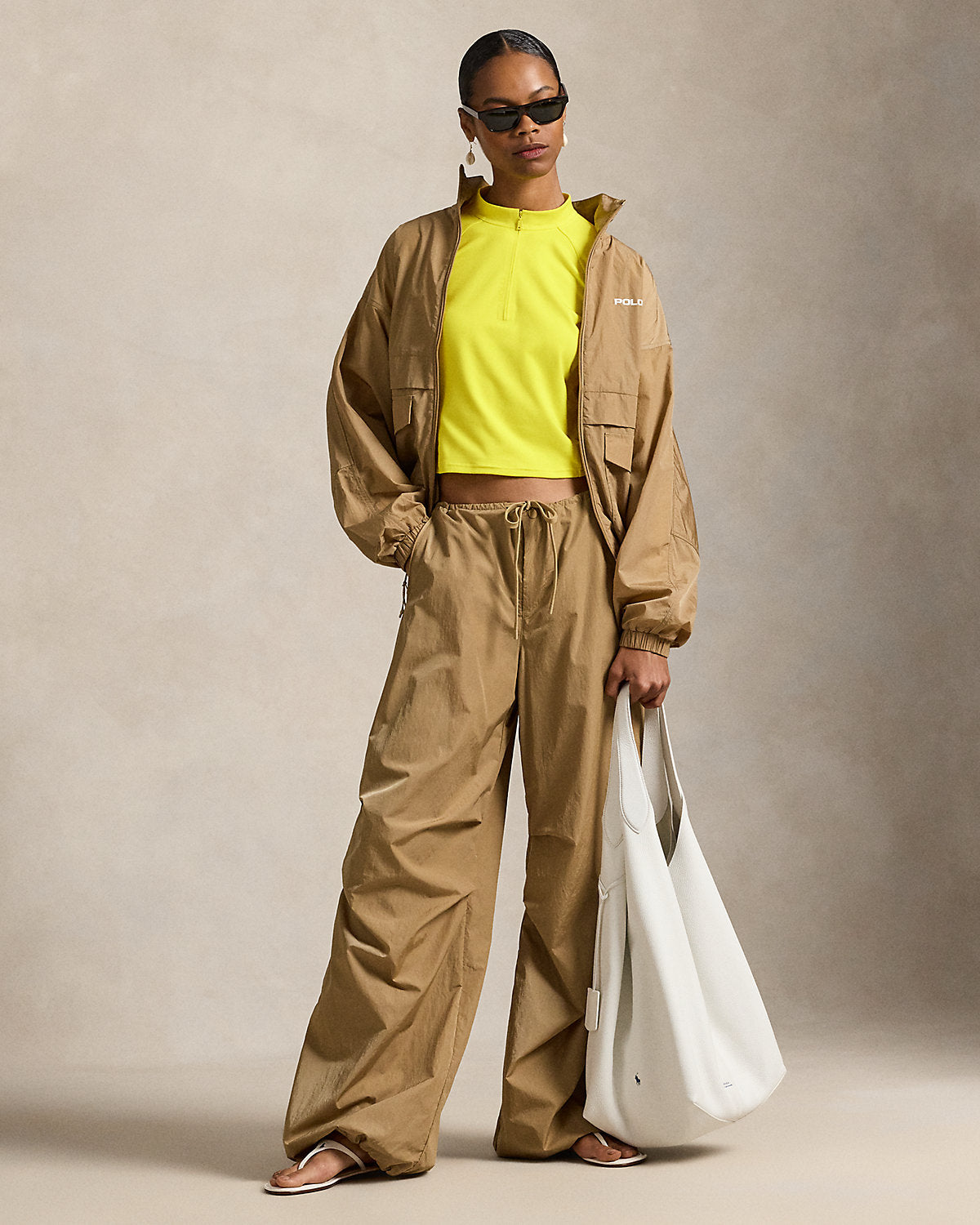 Ralph Lauren Sueded Jersey Cropped HalfZip