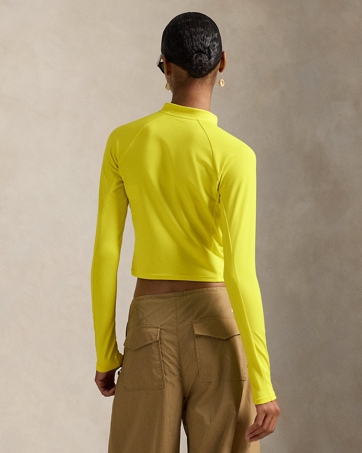 Ralph Lauren Sueded Jersey Cropped HalfZip