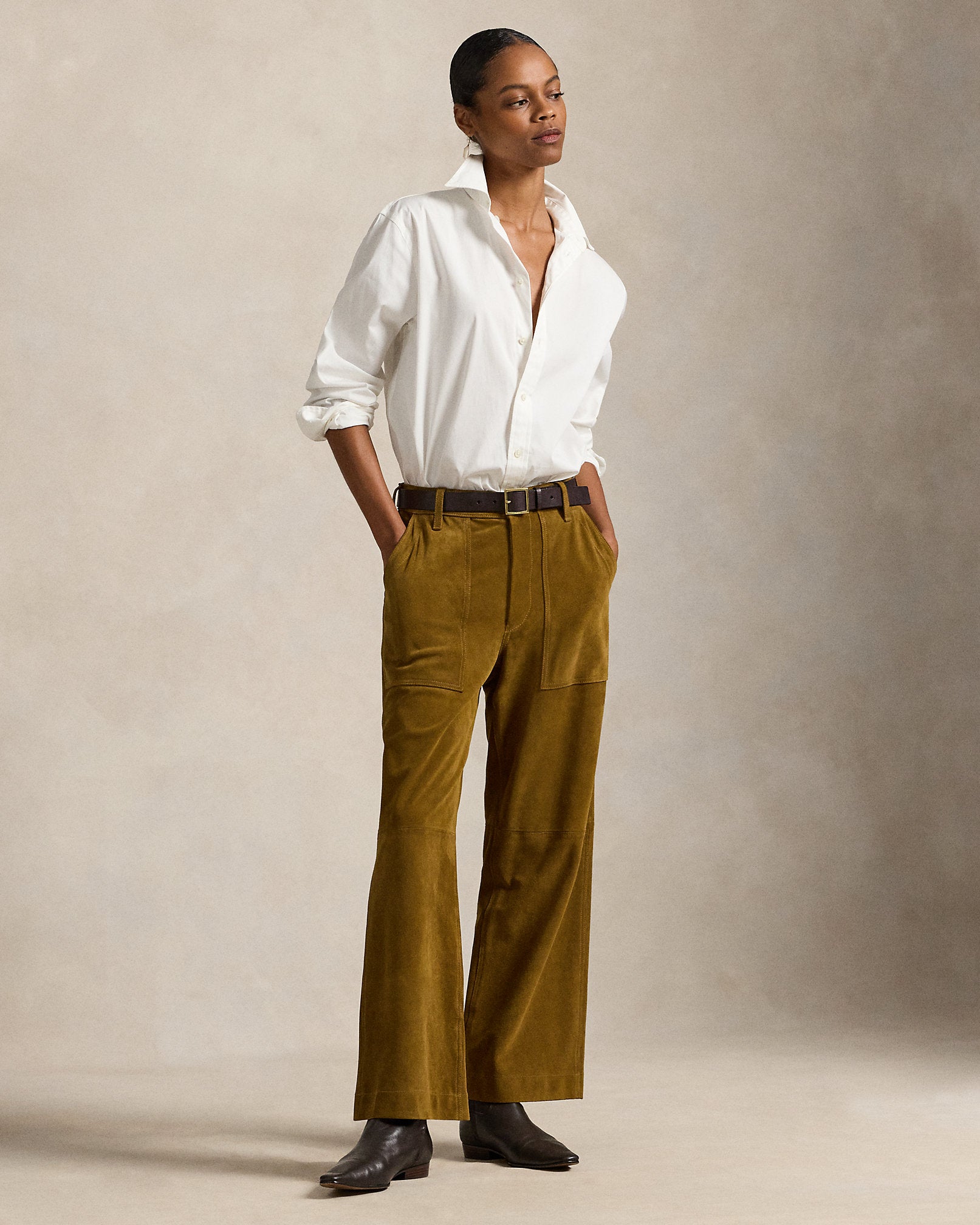Ralph Lauren The Ricky WideLeg Crop Suede Pant