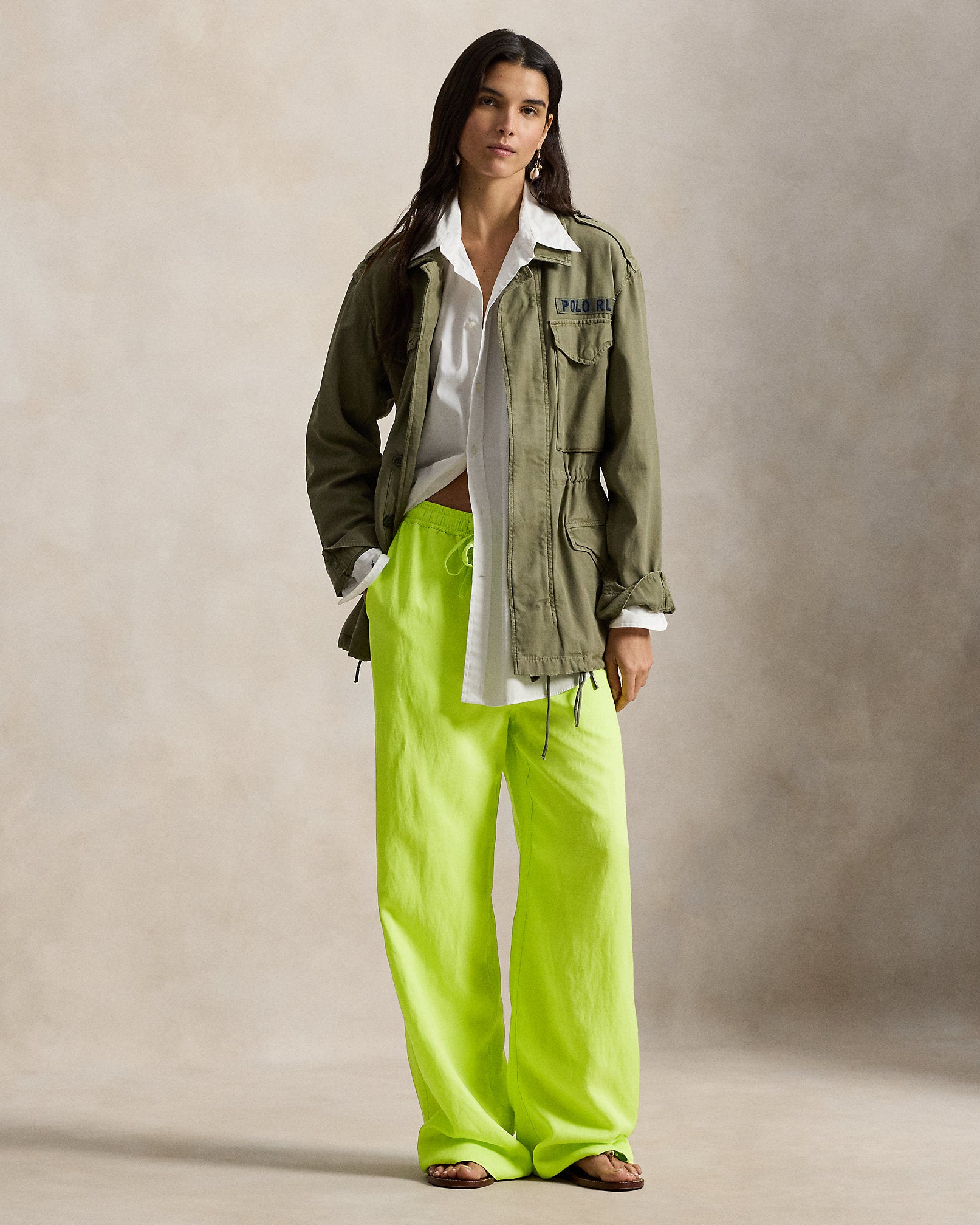 Ralph Lauren Twill Drawstring WideLeg Pant