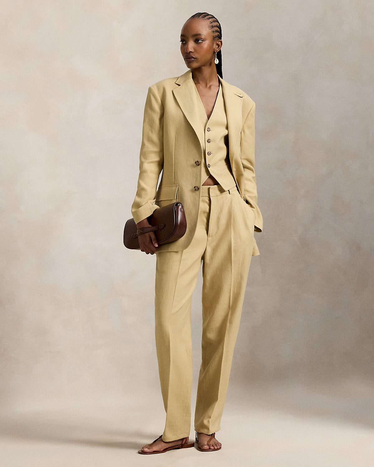 Ralph Lauren Hemp Pleated Tapered Pant