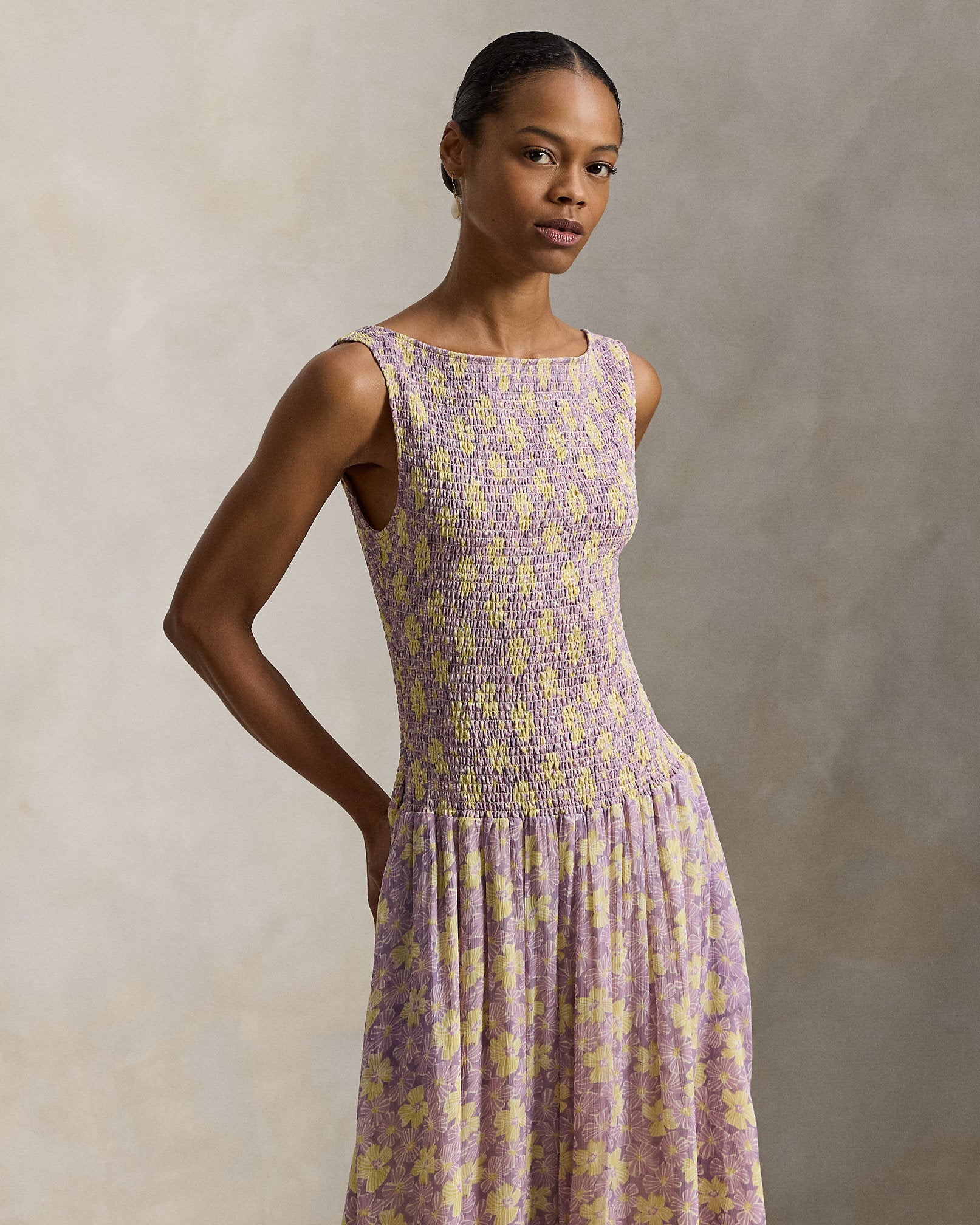 Ralph Lauren Floral Smocked Crinkled Dress