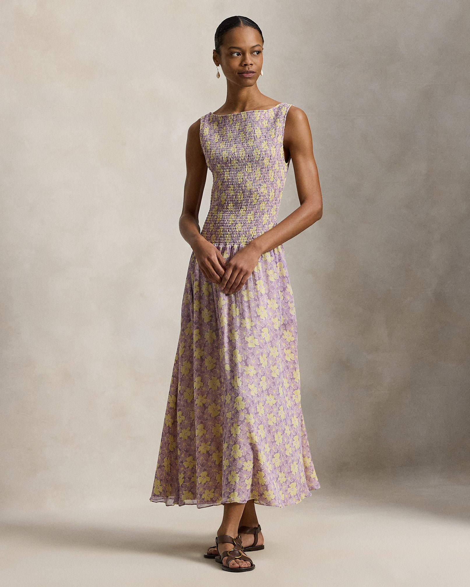 Ralph Lauren Floral Smocked Crinkled Dress