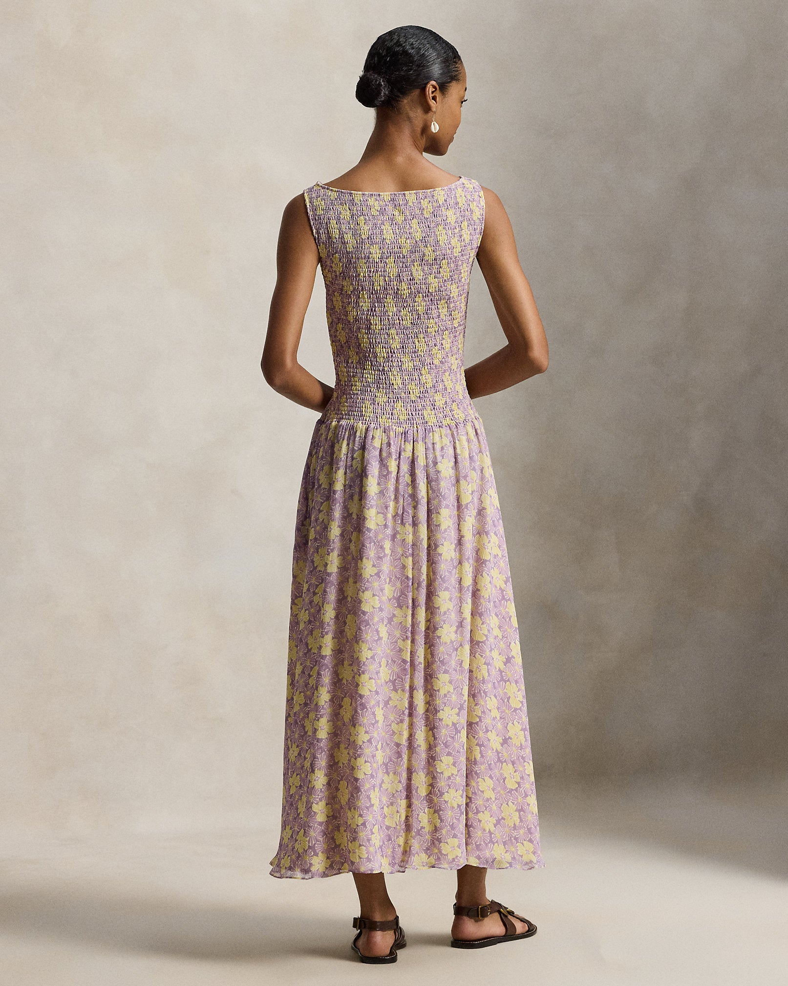 Ralph Lauren Floral Smocked Crinkled Dress