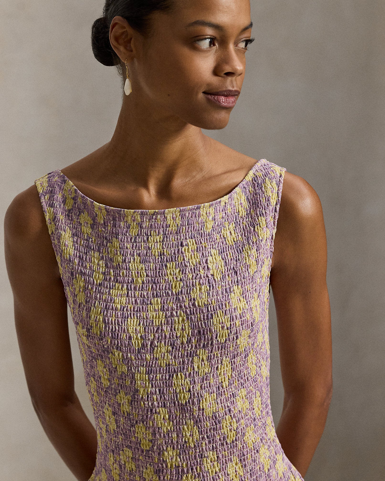 Ralph Lauren Floral Smocked Crinkled Dress