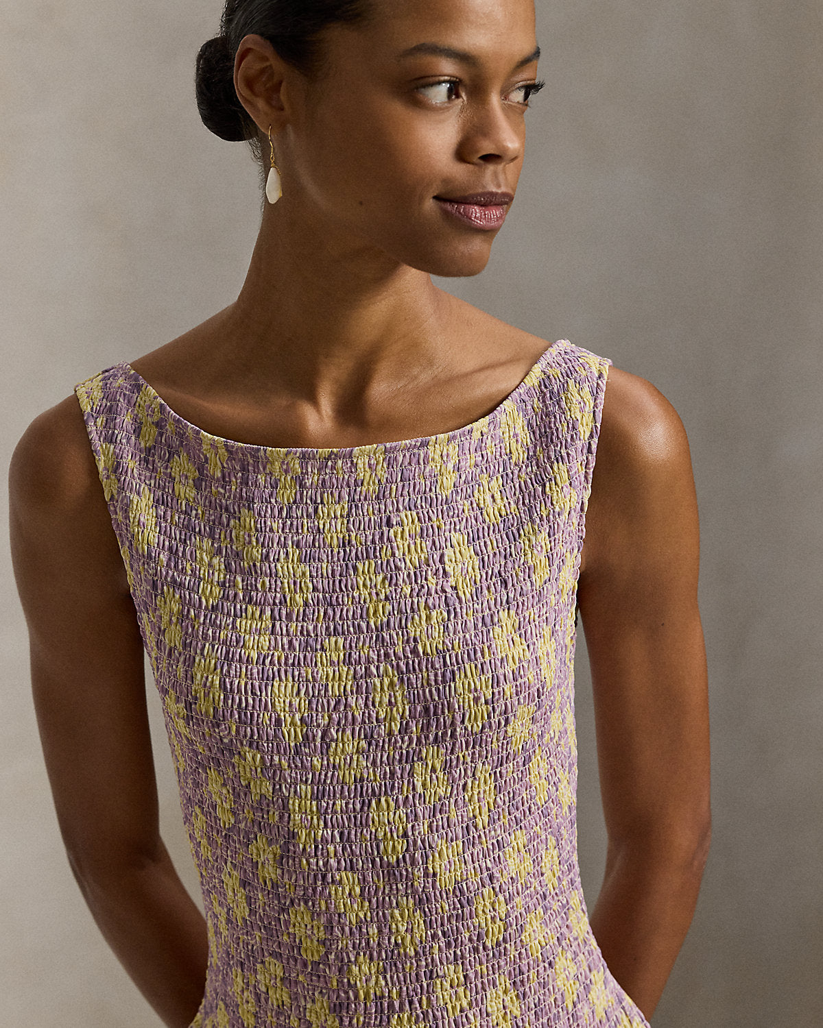 Ralph Lauren Floral Smocked Crinkled Dress