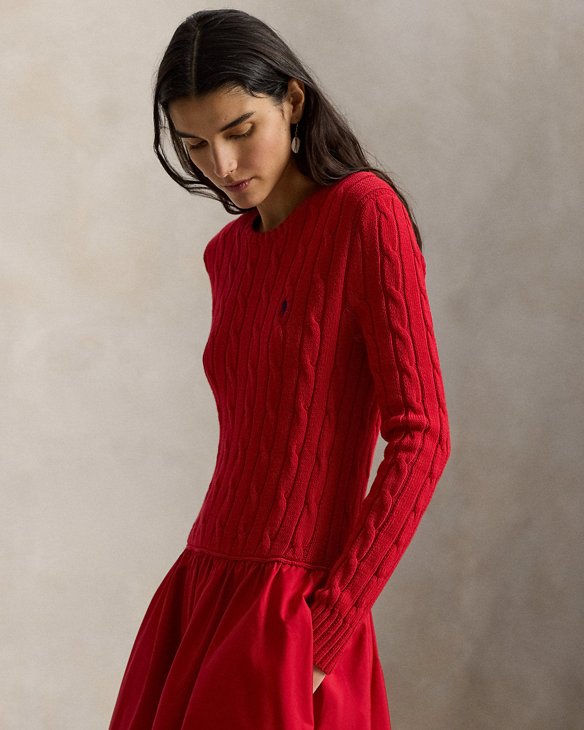 Ralph Lauren CableKnit Bodice Cotton Dress