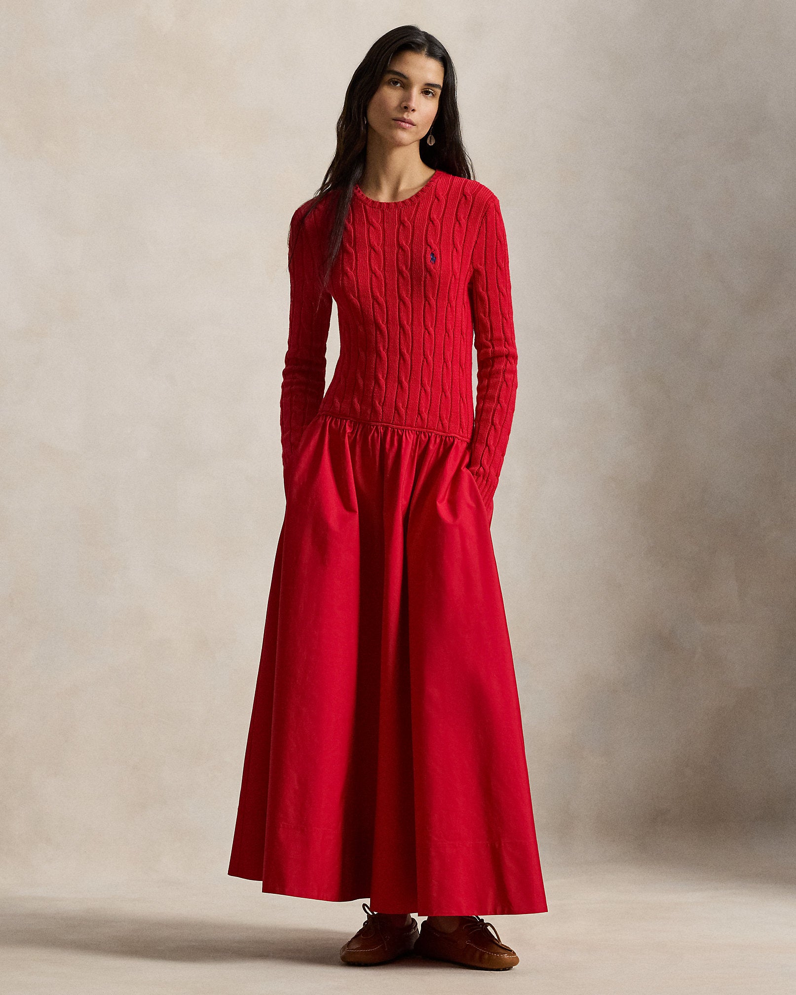Ralph Lauren CableKnit Bodice Cotton Dress