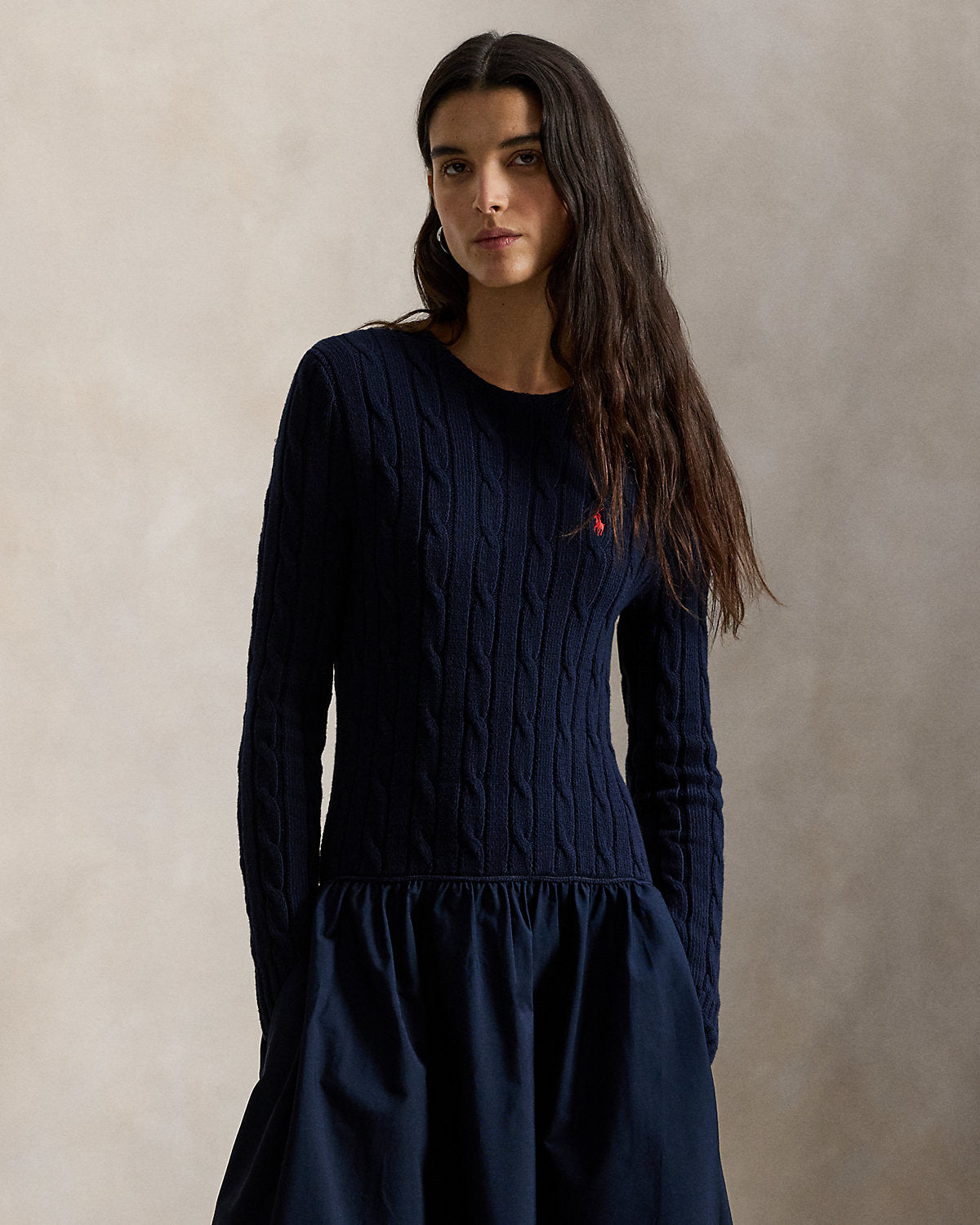Ralph Lauren CableKnit Bodice Cotton Dress