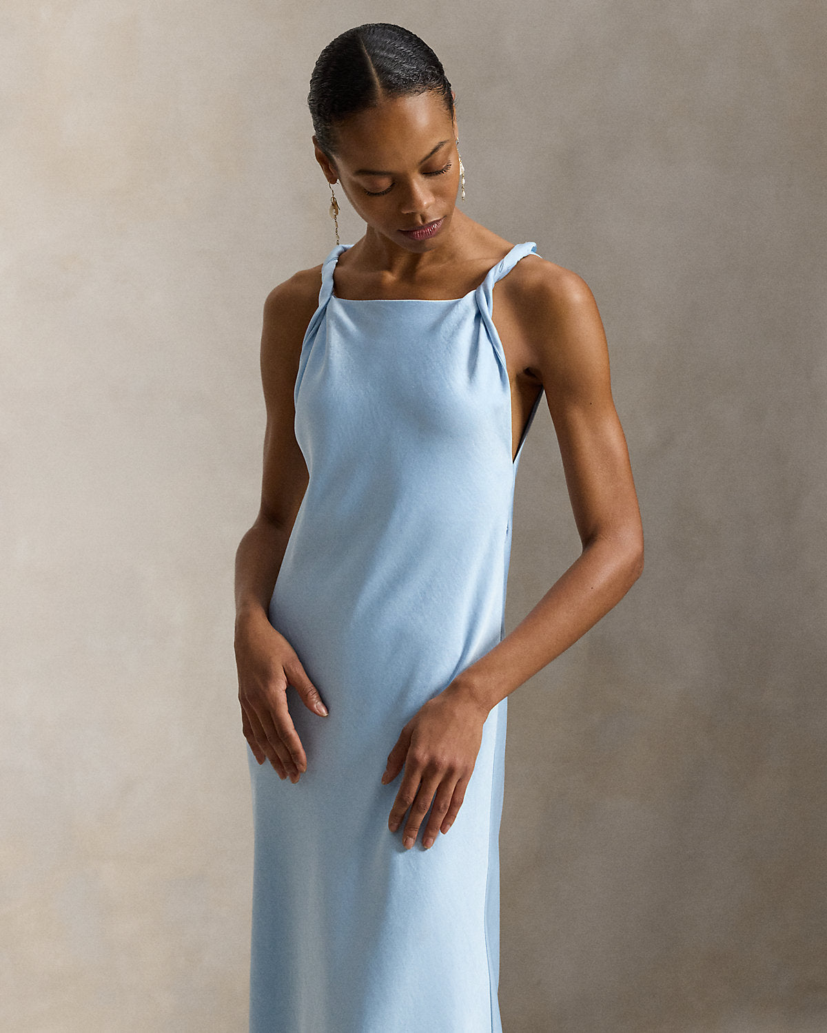 Ralph Lauren TwistedStrap Satin Dress