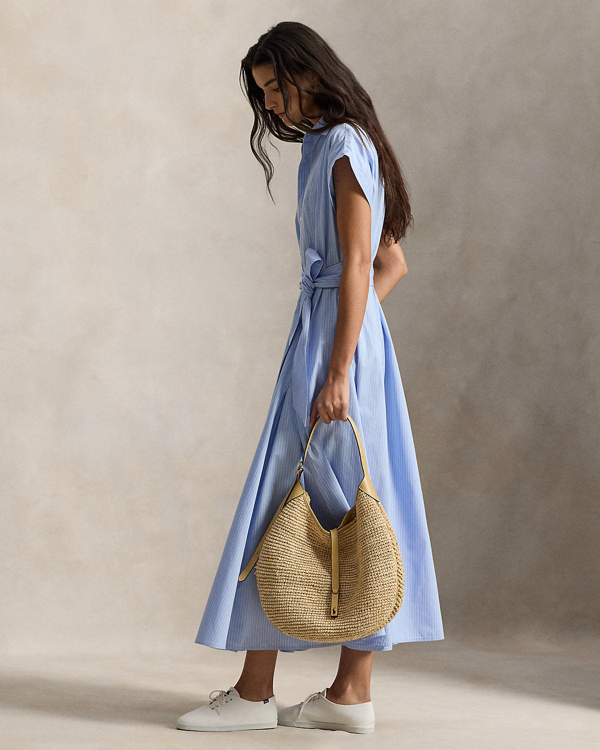 Ralph Lauren Striped Belted Cotton Shirtdress