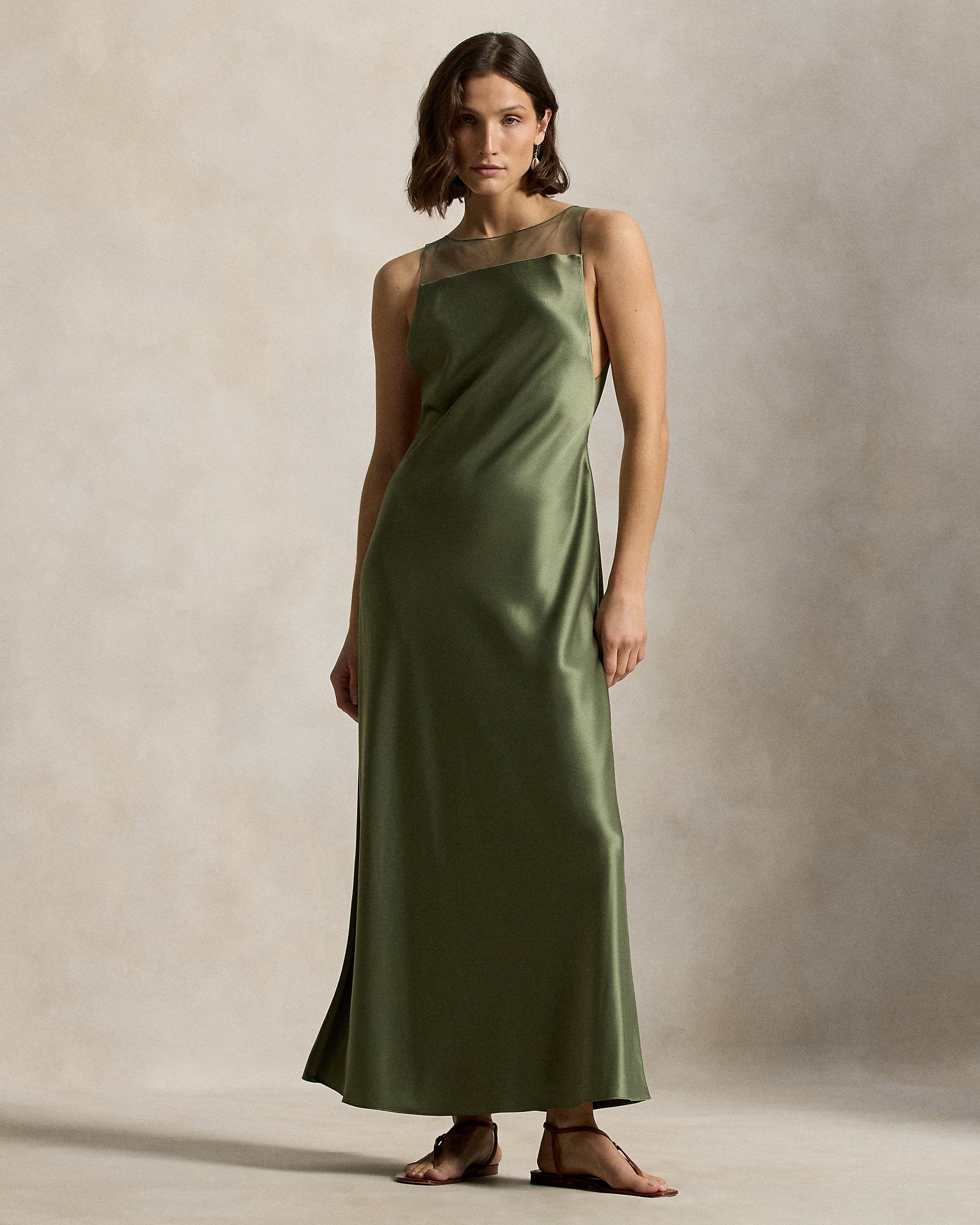 Ralph Lauren SheerPanel Satin Dress