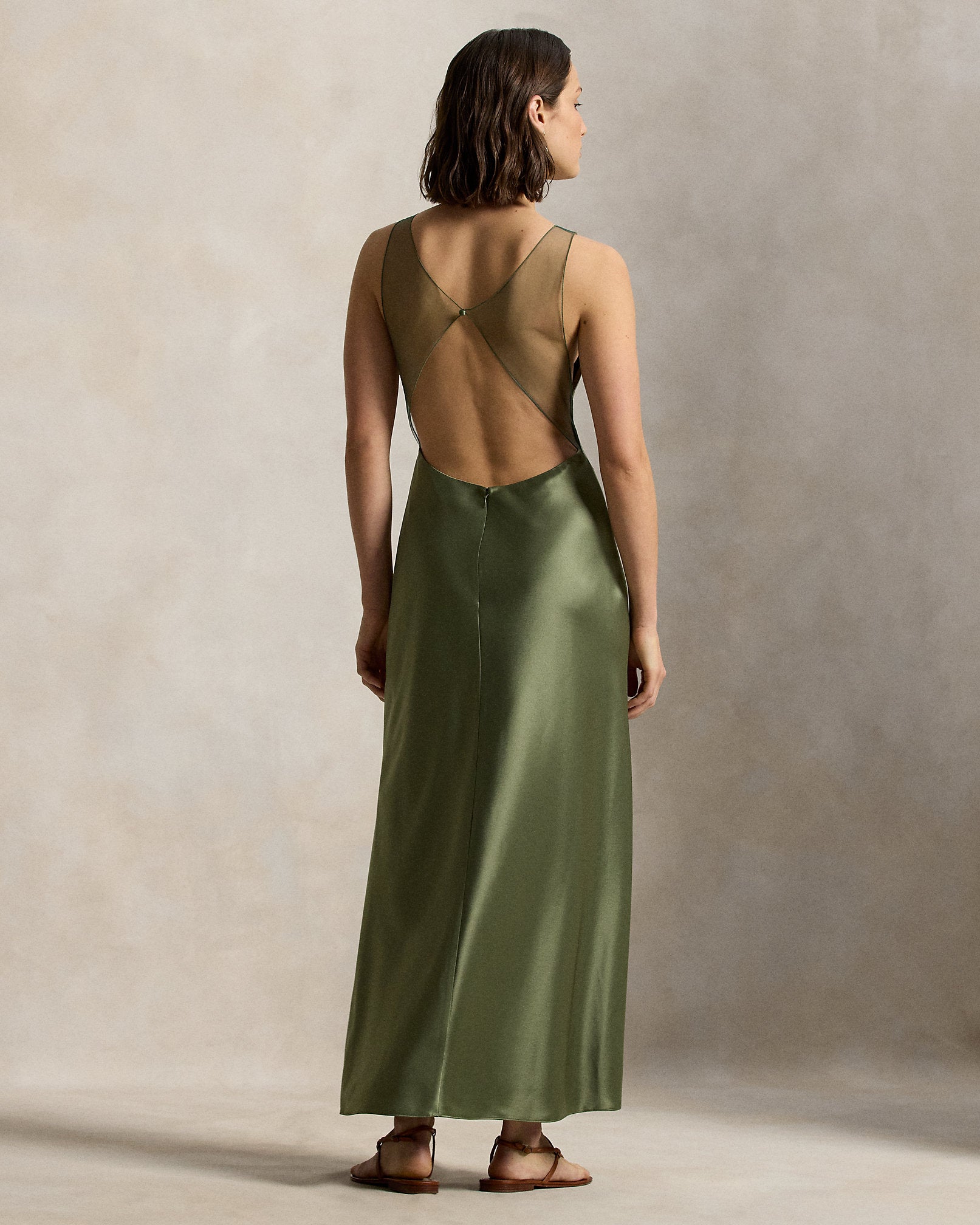 Ralph Lauren SheerPanel Satin Dress