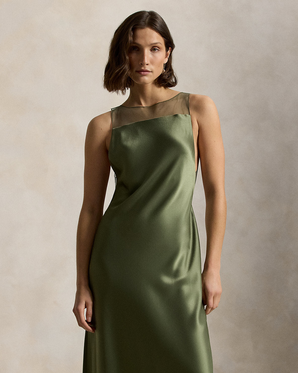 Ralph Lauren SheerPanel Satin Dress