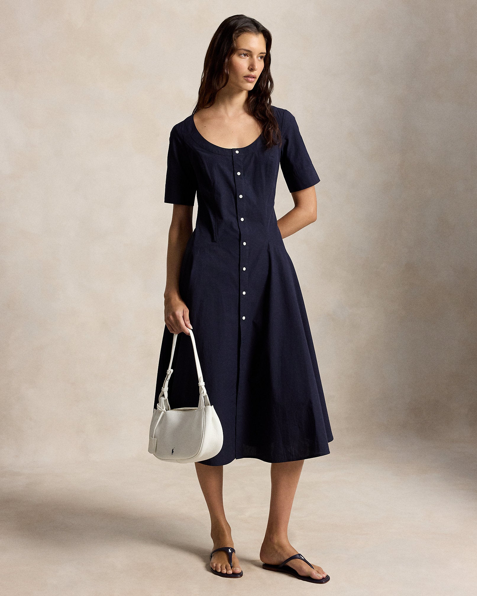 Ralph Lauren Cotton Canvas Scoopneck Dress