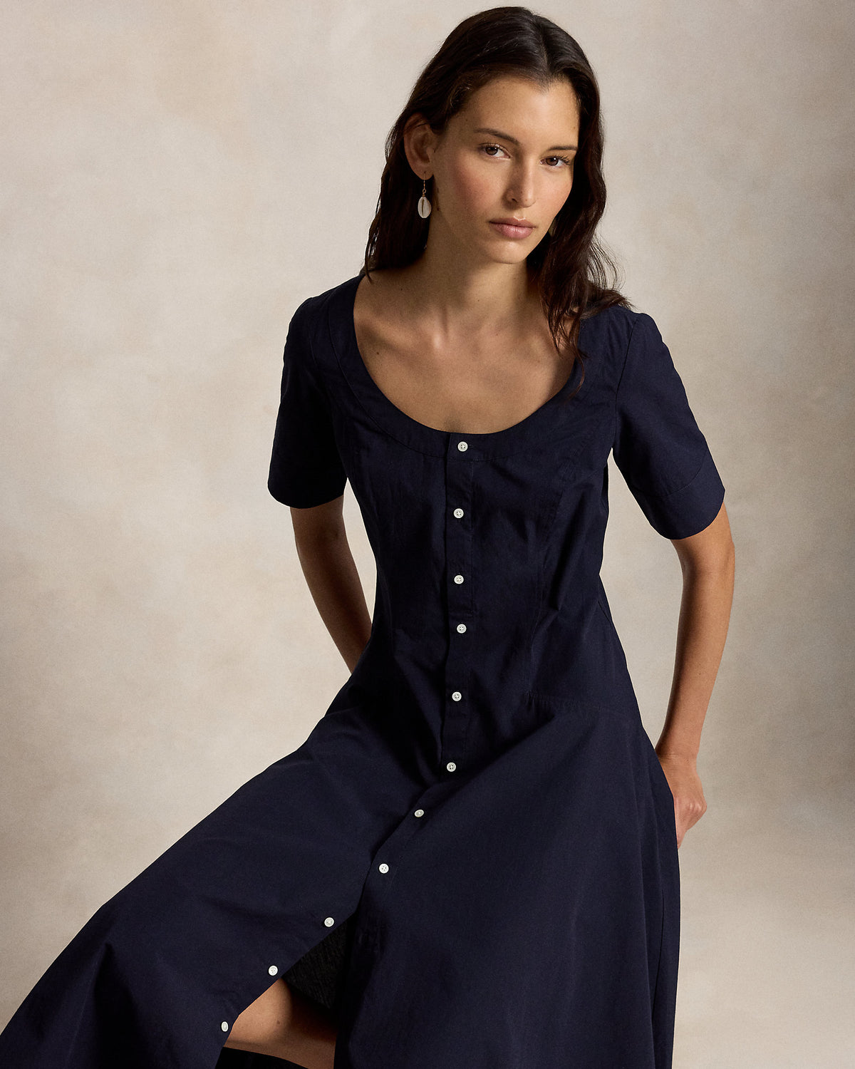 Ralph Lauren Cotton Canvas Scoopneck Dress