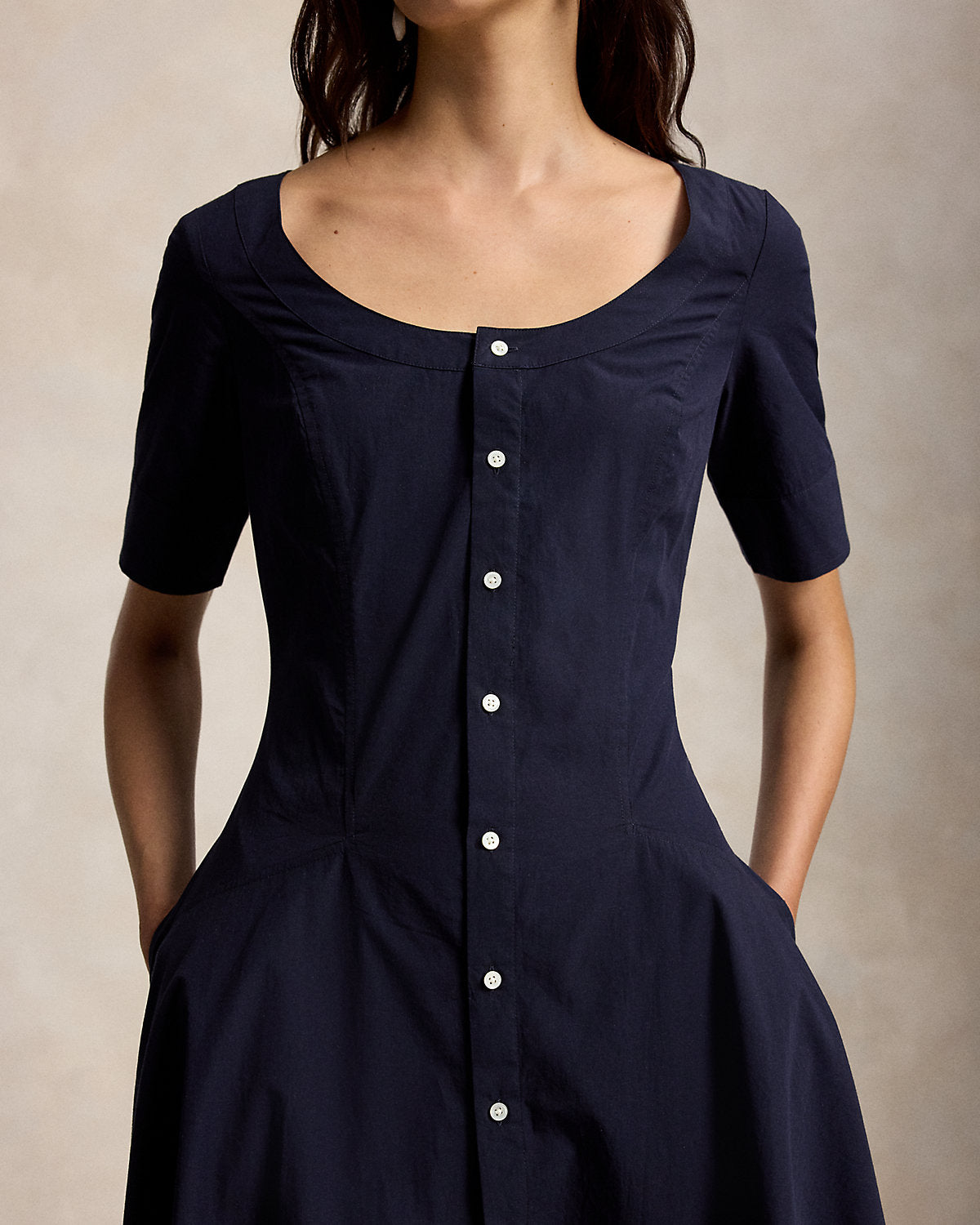 Ralph Lauren Cotton Canvas Scoopneck Dress